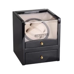 Mainspring Black Gloss Double Winder With Drawer - A19132