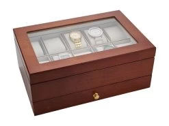 Mele & Co Walnut Finish Ten Part Watch Box - A1943