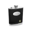 6oz Stainless Steel And Black Leather Captive Top Hip Flask - A3318