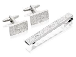 Crystal Set Cufflinks And Tie Slide Set - A4525