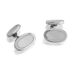 Sterling Silver Oval Mother Of Pearl Link Cufflinks - A4625