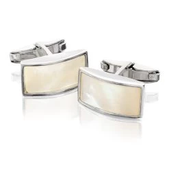 Sterling Silver Mother Of Pearl Rectangular Cufflinks - A4746