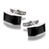 Sterling Silver Onyx Rectangular Cufflinks - A4748