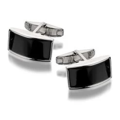 Sterling Silver Onyx Rectangular Cufflinks - A4748