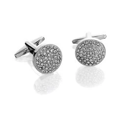 Crystal Set Rhodium Cufflinks - A53137