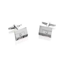 Brushed Rhodium Crystal Cufflinks - A53138