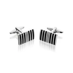 Black Enamel Striped Cufflinks - A53146