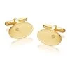 Gold Plated Sterling Silver Diamond Set Oval Cufflinks - A5374