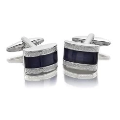Navy Blue Cat's Eye Cufflinks - A5396