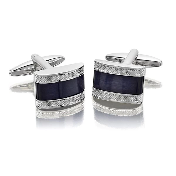 Navy Blue Cat's Eye Cufflinks - A5396
