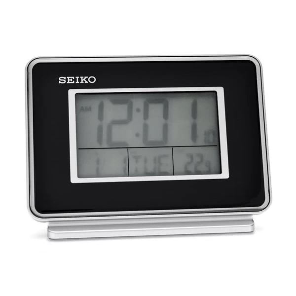 Seiko QHL068K Black LCD Twin Alarm Clock - C0337