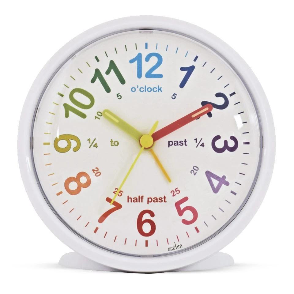 Acctim White Time Teacher Alarm Clock - C0557