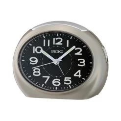 Seiko QHE193N Silver And Black Oval Alarm Clock - C06118