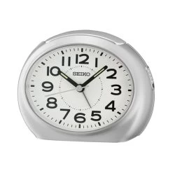 Seiko QHE193S Silver And White Oval Alarm Clock - C06119