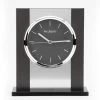 Black Glass And Brushed Aluminium Mantel Clock - C1269