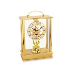 Widdop Gold Tone Skeleton Pendulum Lantern Mantel Clock - C1706