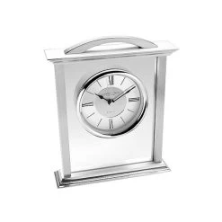 London Clock Silver Tone Glass Mantel Clock - C1713