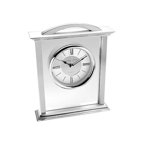 London Clock Silver Tone Glass Mantel Clock - C1713