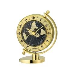 Seiko QHG106G Gold Tone World Time Mantel Clock - C1753