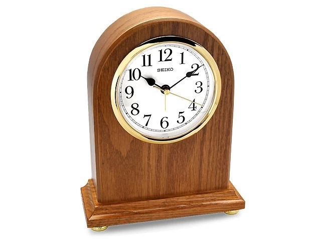 Seiko QXE031B Oak Case Beep Alarm Mantel Clock - C1805