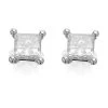 18ct White Gold Princess Cut Diamond Solitaire Stud Earrings - 1/2ct Per Pair - D4514