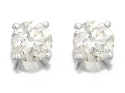 18ct White Gold 1 Carat Diamond Solitaire Stud Earrings - D4530