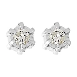 9ct Gold Diamond Solitaire Stud Earrings - 30pts Per Pair - D54123
