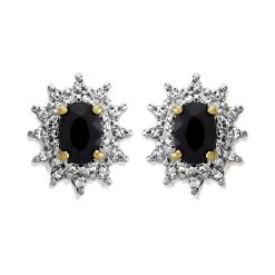 9ct Gold Sapphire And Diamond Stud Earrings - 1/4ct Per Pair - D54128