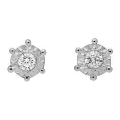 9ct White Gold Diamond Solitaire Stud Earrings - 12pts Per Pair - D5540