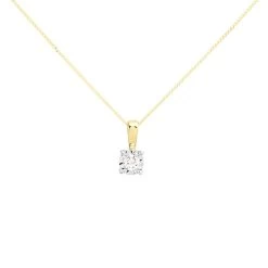 9ct Gold Diamond Solitaire Necklace - 8pts - D56159