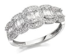 9ct White Gold Diamond Cluster Band Ring - 1/2ct - D68100