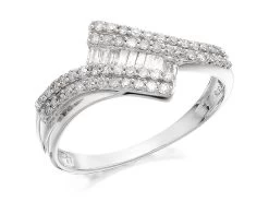 9ct White Gold Two Row Diamond Crossover Ring - 1/3ct - D71118