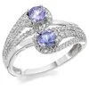 9ct White Gold Tanzanite And Diamond Crossover Ring - 1/3ct - D7778