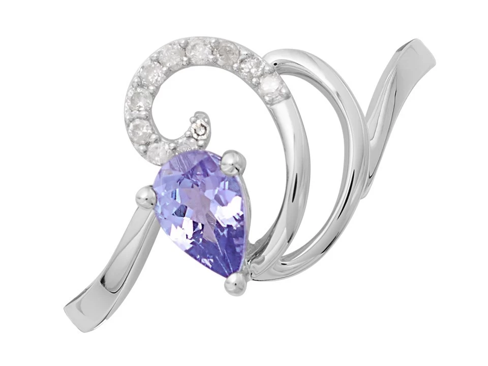 9ct White Gold Tanzanite And Diamond Swirl Ring - 6pts - D7935 - Image 2