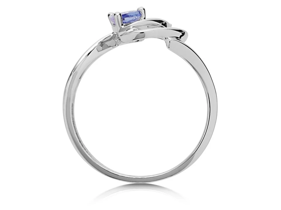 9ct White Gold Tanzanite And Diamond Swirl Ring - 6pts - D7935 - Image 3