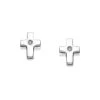 D For Diamond Silver Diamond Cross Children's Stud Earrings - D8506