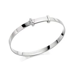 D For Diamond Silver Diamond Set Star Expandable Baby Bangle - D8517