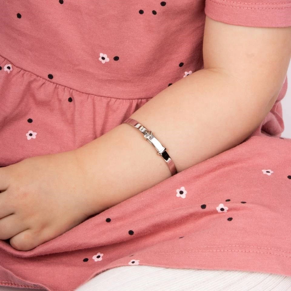 D For Diamond Silver Diamond Set Star Expandable Baby Bangle - D8517 - Image 2