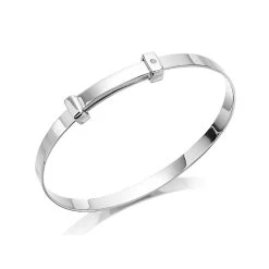 D For Diamond Silver Diamond Set Expandable Baby Bangle - D8529