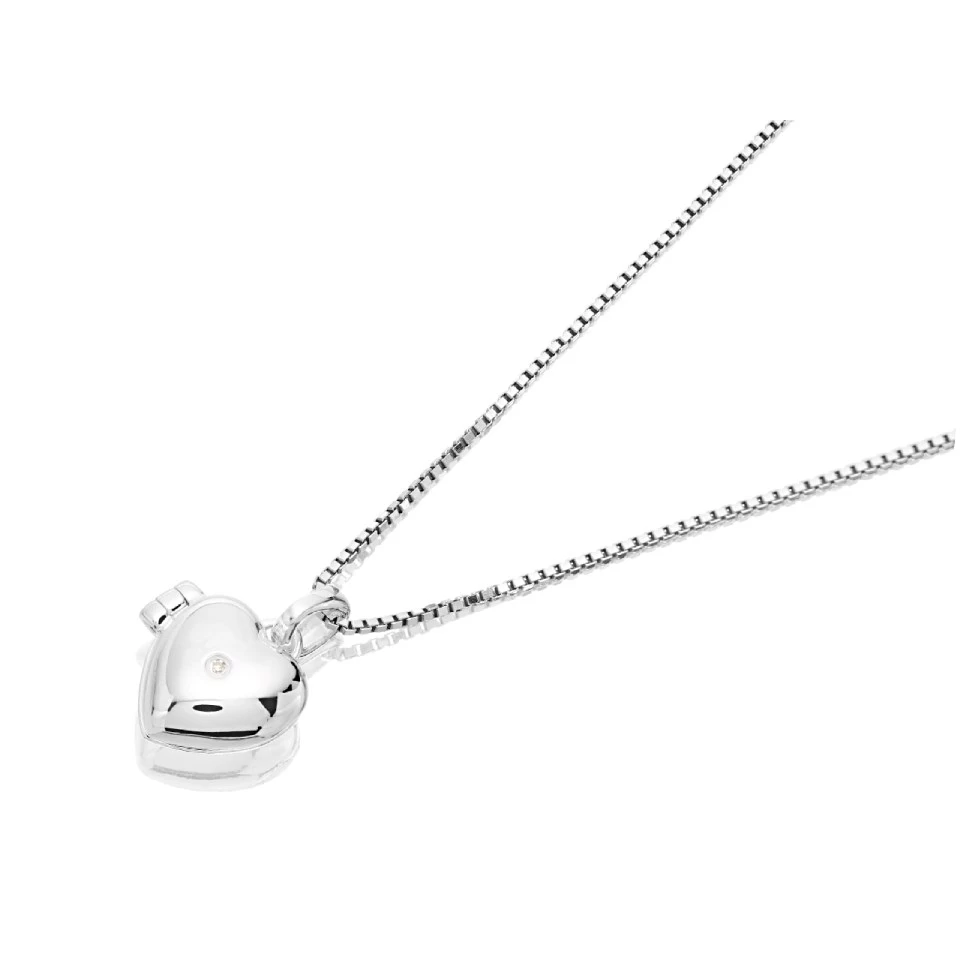 D For Diamond Silver Diamond Set Children's Heart Locket - D8543