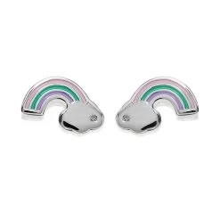D For Diamond Silver Resin Rainbow Stud Earrings - D8558