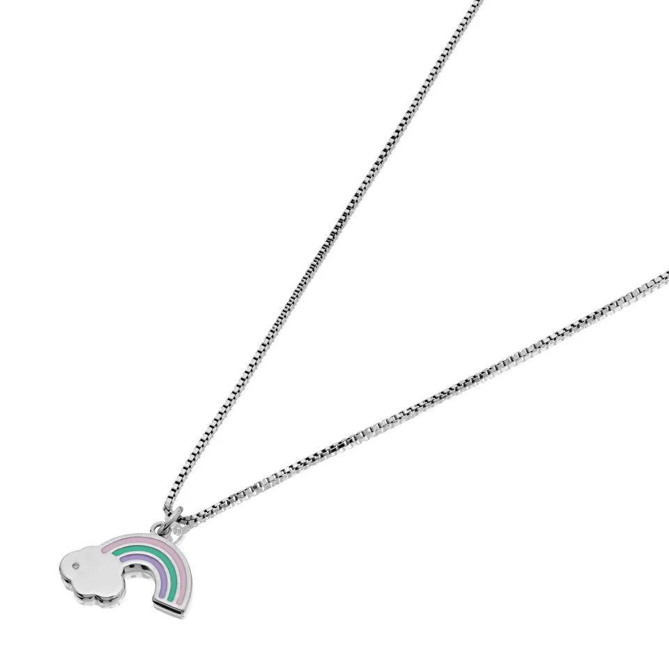 D For Diamond Silver Rainbow Children's Necklace - D8559