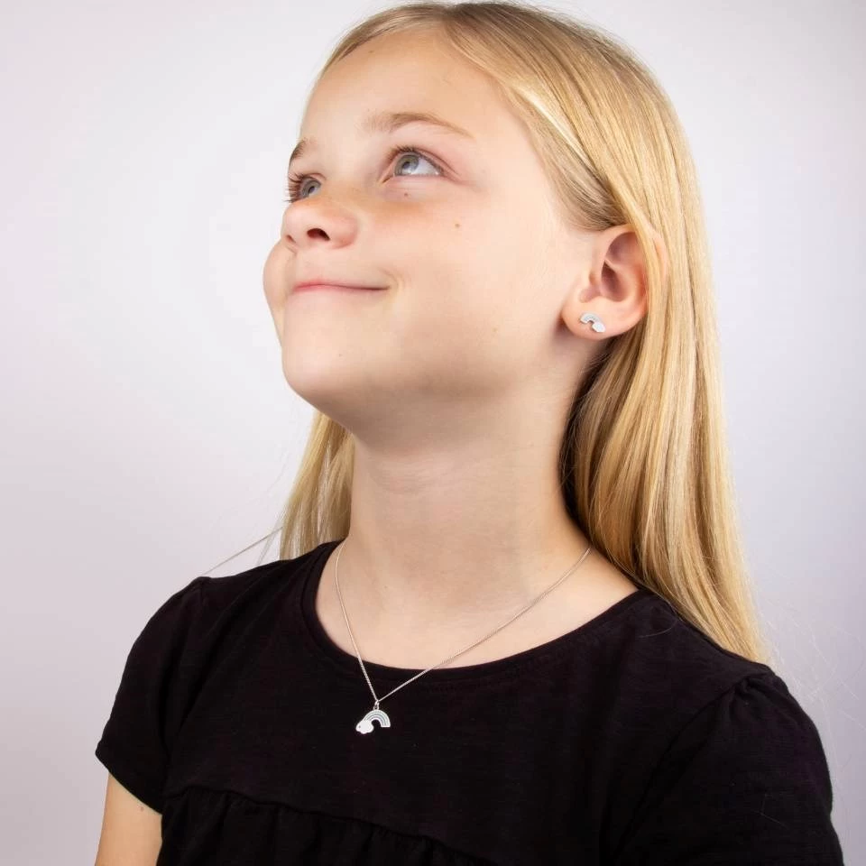 D For Diamond Silver Rainbow Children's Necklace - D8559 - Image 4