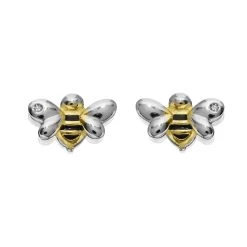 D For Diamond Silver Resin Bee Stud Earrings - D8560