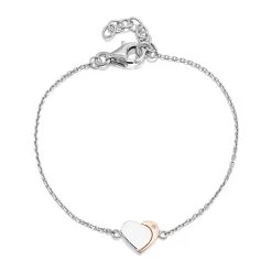 D For Diamond Rose Plated Silver Heart Bracelet - D8565
