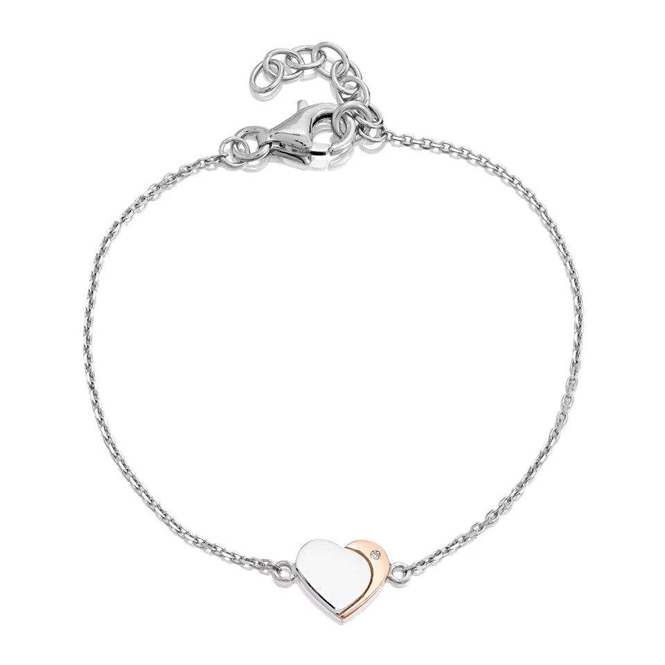 D For Diamond Rose Plated Silver Heart Bracelet - D8565