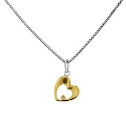 D For Diamond Gold Plated Silver Heart Children's Necklace - D8567