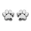 D For Diamond Silver Diamond Paw Print Stud Earrings - D8572