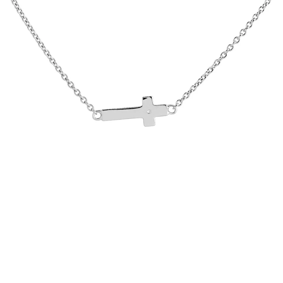 D For Diamond Silver Diamond Children's Cross And Chain - D8574