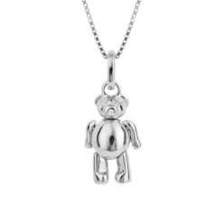 D For Diamond Silver Teddy Bear Necklace - D8575
